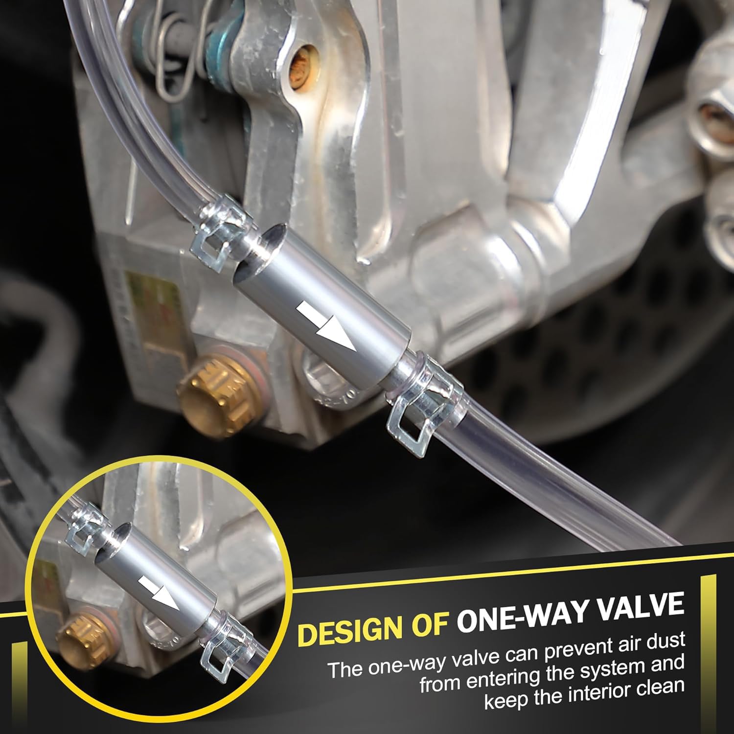 Greluma Tubo spurgo freni motocicletta,Kit di spurgo della valvola di ritegno unidirezionale con tubo e morsetto,Accessori universali motociclette,strumenti per spurgo per frizione e freno idraulico