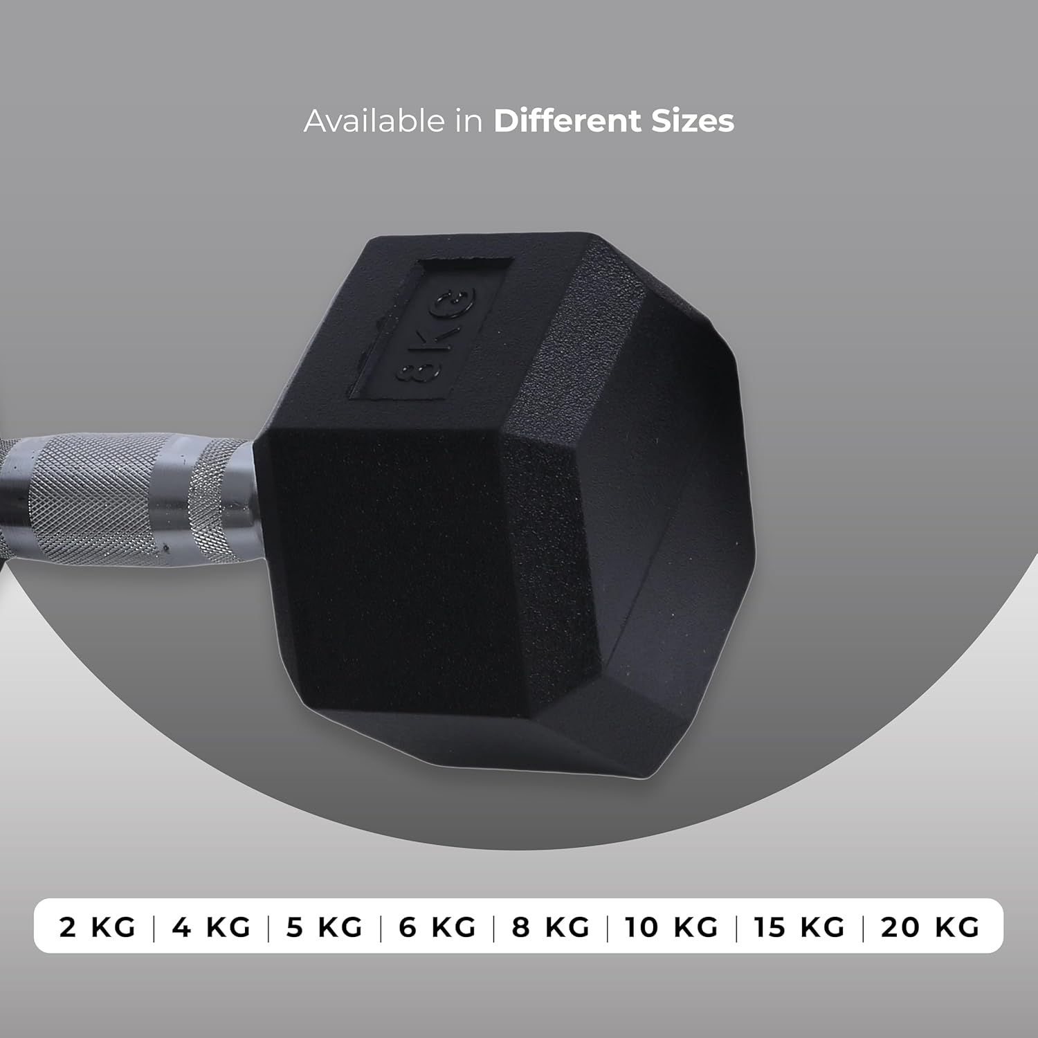 Endless Pair of 8 kg (2 x 17.6 lb) Hexagon Rubber Coated Dumbbell | Black | Material: Iron and Rubber | Perfect for Bodybuilding, Fitness, Weight Lifting and Training at Home or Gym