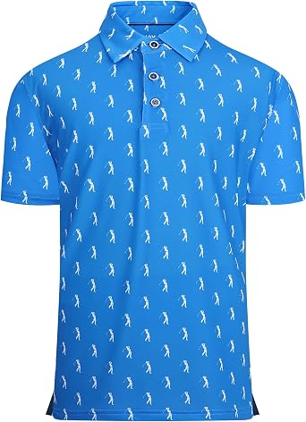 Damipow Boys Golf Shirt Quick Dry Performance Collared Athletic Polo