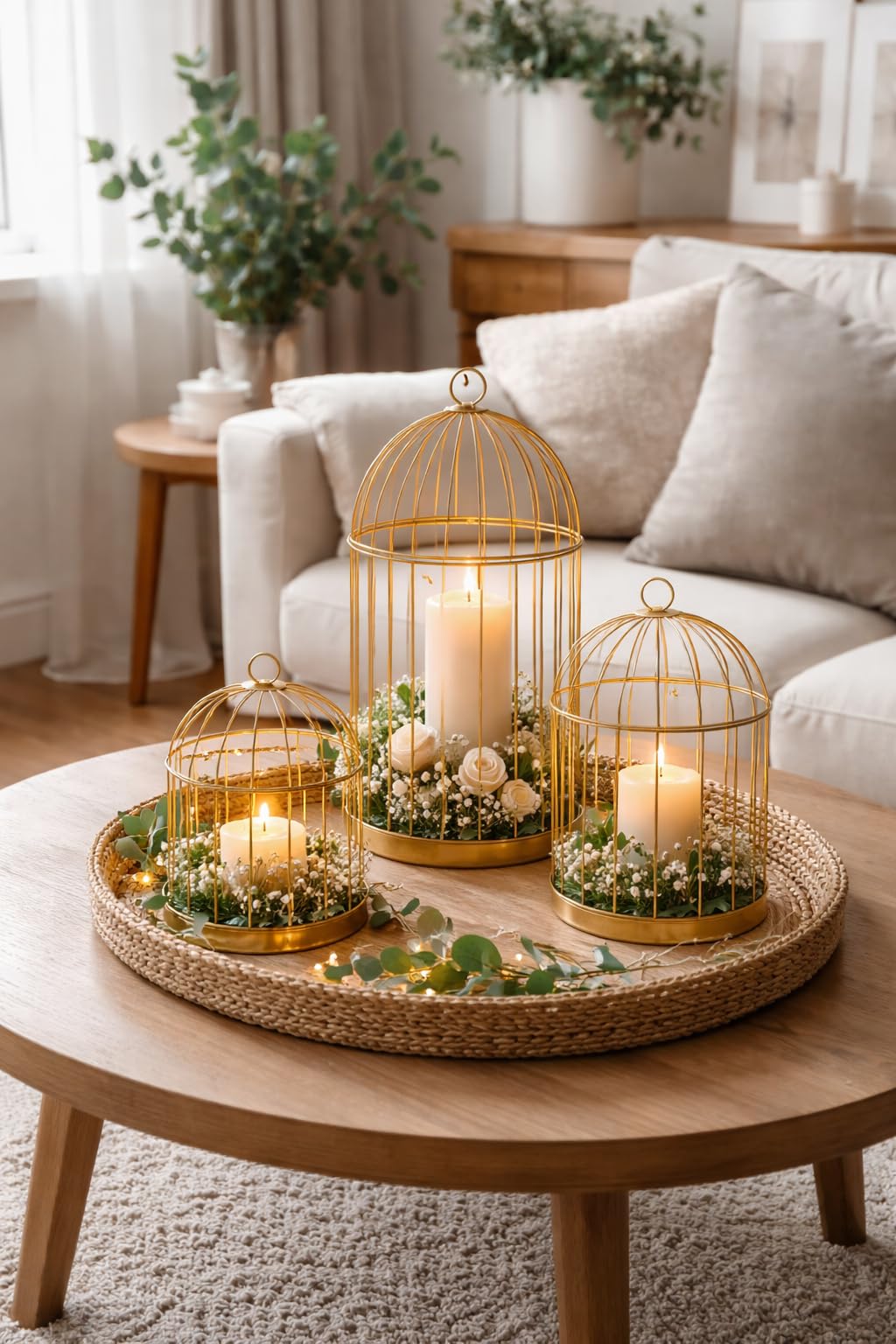 Metall Deko Vogelkäfige im 3er Set – Deko Käfig für Events Tischdeko & saisonale Arrangements (Gold)