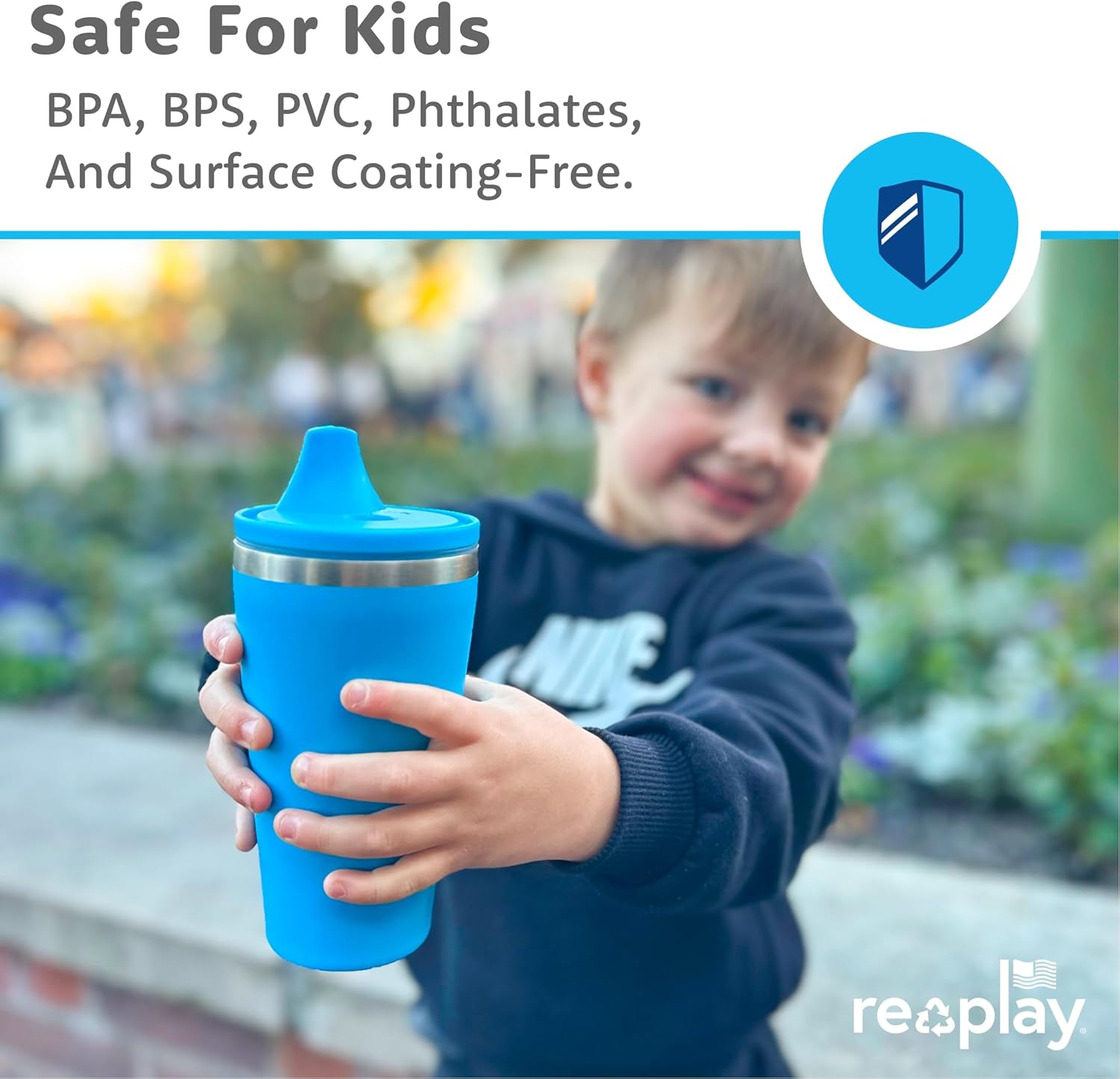 Re-Play 10 oz Insulated Stainless Steel Sippy Cup (2 Pack) - No-Spill Hard Spout Toddler Cup, Keeps Drinks Cold, Dishwasher Safe & Durable - Made in USA, Lime/Sky - Image 4