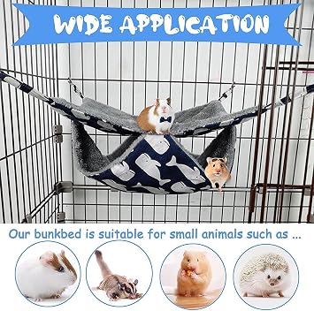 Pet Cage Hammock, 2-Layer Hamster Hanging Bed Plush Sugar Glider Cage Chinchilla Swing Nest Guinea Pig Nap Sack Warm Ferrets Hideout Accessories Toy for Small Animals Rat Rabbit Squirrel (S-Whale)