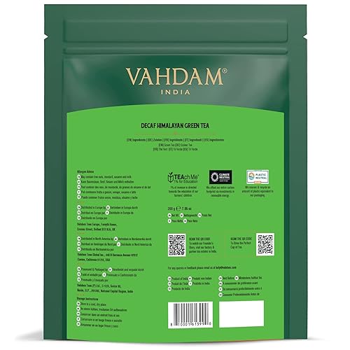 Miniatura 6 de VAHDAM - Té verde del Himalaya descafeinado (100 bolsitas de té), té verde 100% natural descafeinado, bolsa de té de hojas sueltas de té verde