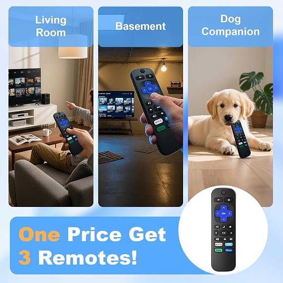 3 Pack Universal Remote for All Roku-TV Remotes, Replacement for Onn-Hisense-TCL-Westinghouse-Sharp-Philips-Element Roku TV Remote