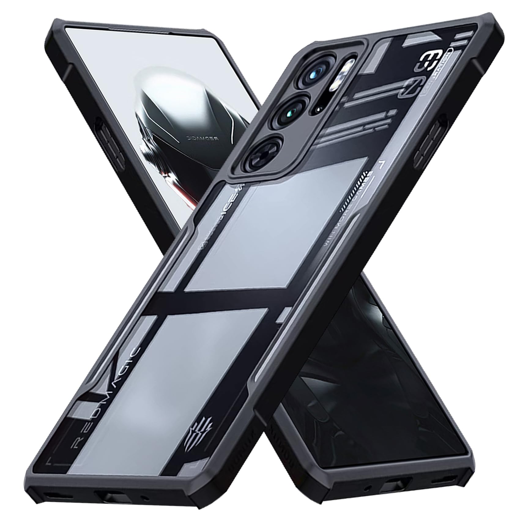 Case for ZTE Nubia Red Magic 9 / 9S, TPU Bumper + Acrylic Back, Shockproof Air Guard Corners, Military-Grade Protection, Black