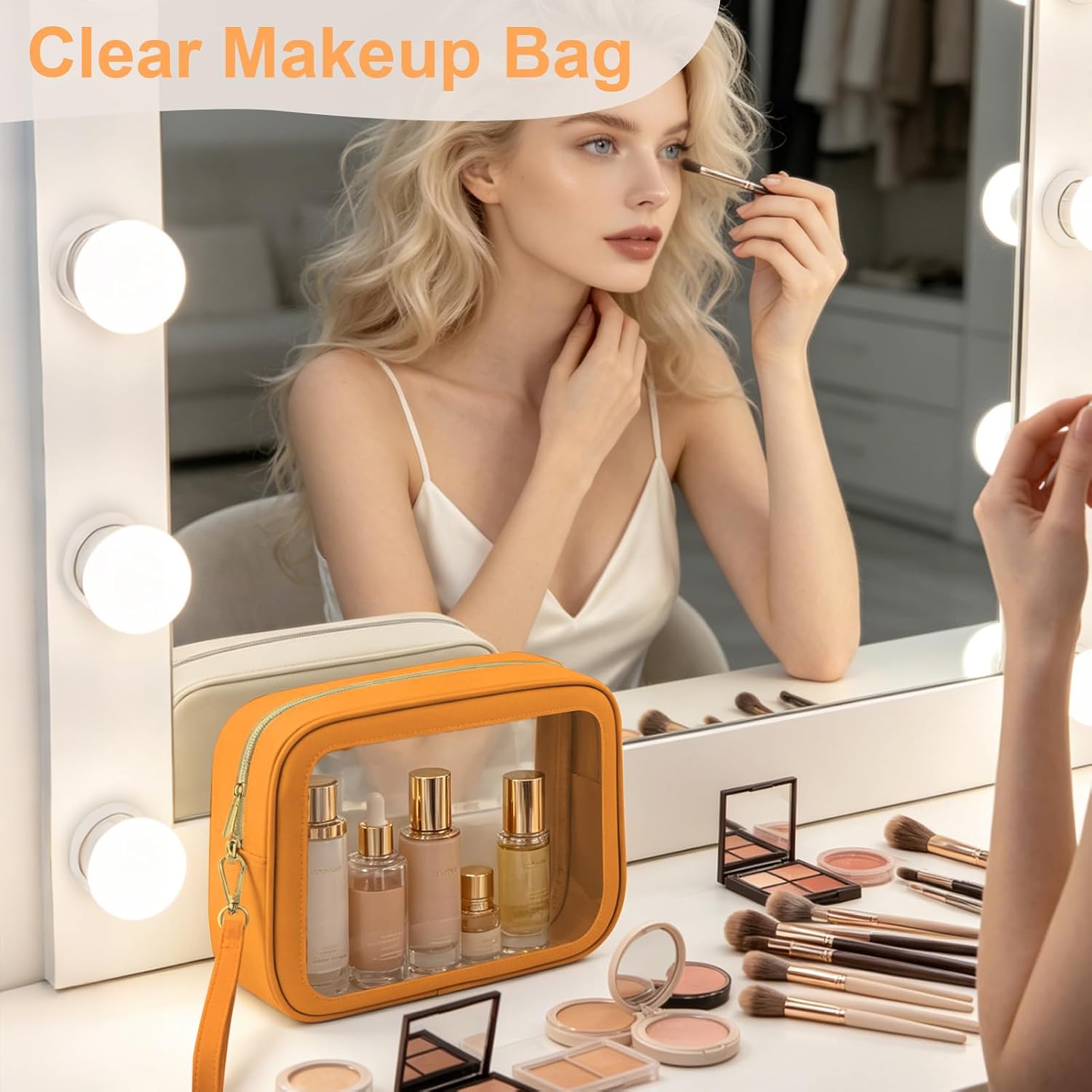 5PCS Clear Makeup Bags with Handles, TSA Approved Toiletry Bags, Diaper Bag Organizer Pouch, TPU Car Storage Organizer with Zippers, Waterproof Travel Organizer Bag for Women image 5