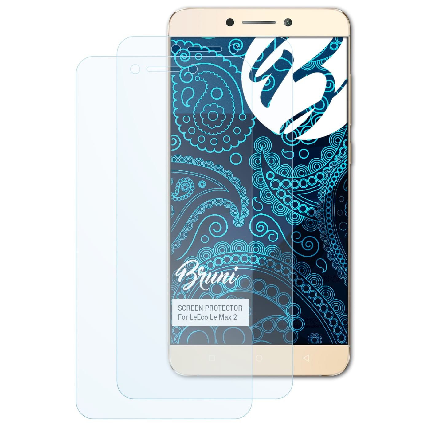 BruniScreen Protector compatible with LeEco Le Max 2 Protector Film, crystal clear Protective Film (2X)