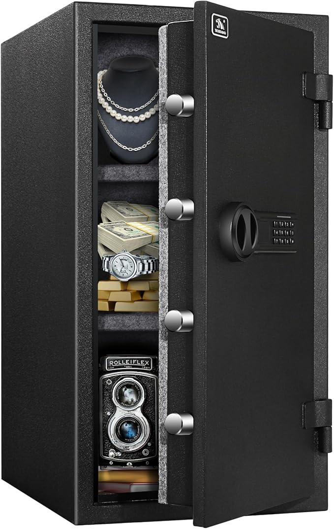 TIGERKING Fireproof Safe,3.47 Cubic Feet Home Safe Box, Large Steel Digital Safes Box with Digital Lock for Home and Office
