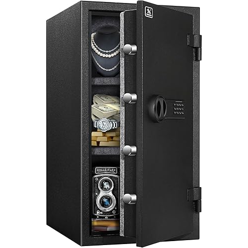 TIGERKING Fireproof Safe,3.47 Cubic Feet Home Safe Box, Large Steel Digital Safes Box with Digital Lock for Home and Office