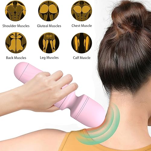 Miniatura 2 de Mini masajeador con 10 modos de vibración silenciosos, masajeador personal inalámbrico para cuello, hombro, espalda y cuerpo (rosa)