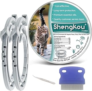 Flea and Tick Collar for Cat, Made with Premium Plant Based Essential Oil, Waterproof and Natural Treatment Prevention, Pr...