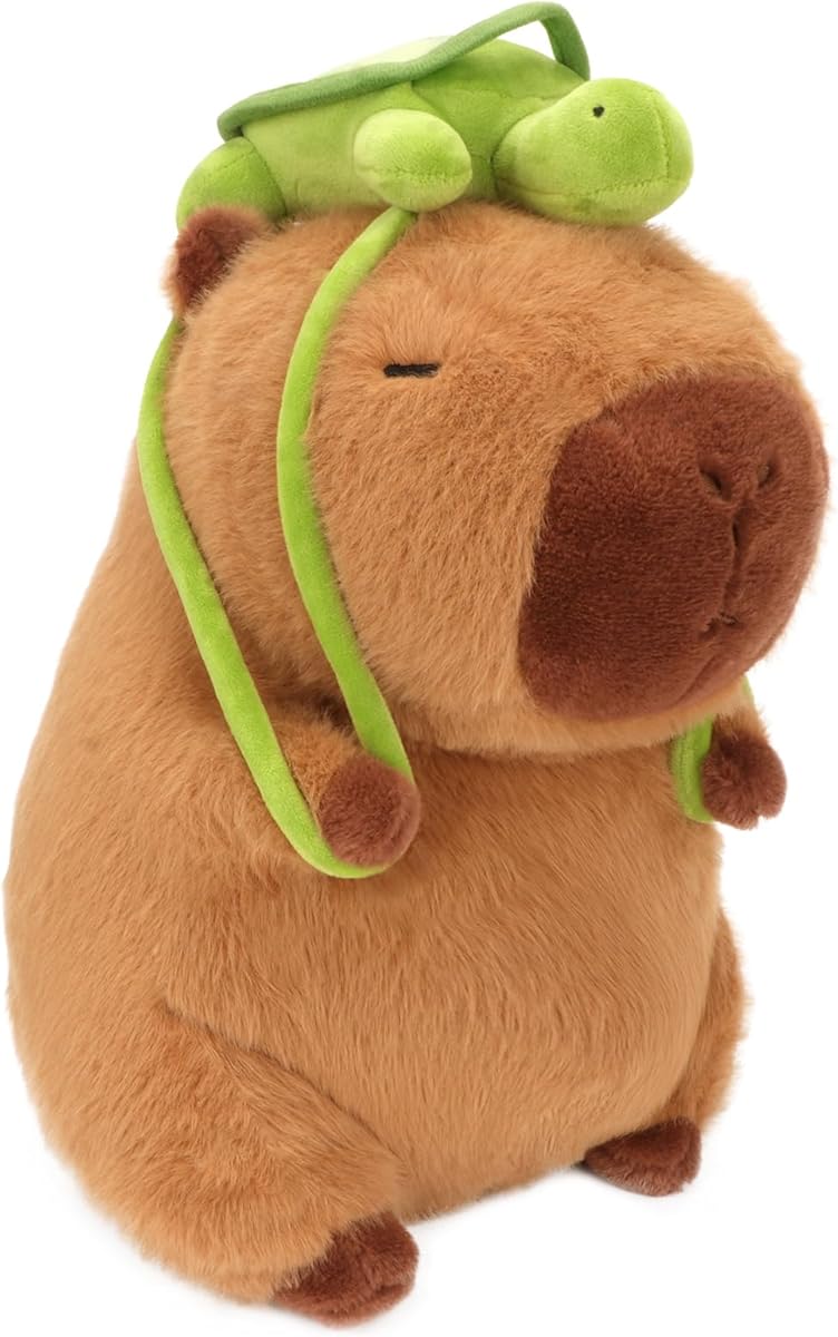 CHDBLOCK Capybara Plush Toy - 13 Inch Cute Capybara Stuffed Animal with Turtle Backpack, Kawaii Capibara Plushie for Kids and Adults