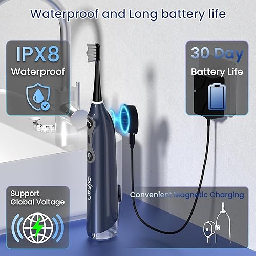 Miniatura 8 de 3-in-1 Upgraded Pro Flossing Toothbrush-Flosses, Vibrates and Oscillates(The 1st Tech), Electric Toothbrush with Water Flosser Equipe 5 Brush Heads,