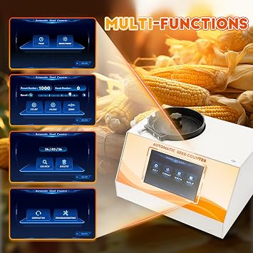 CGOLDENWALL Automatic Multi-functions Touchscreen Seeds Counter Machine With Data Storage, Adjustable Speed/Brightness,High Precision Counting for Various Shapes Cereals Seeds (Clearance Adjustment)