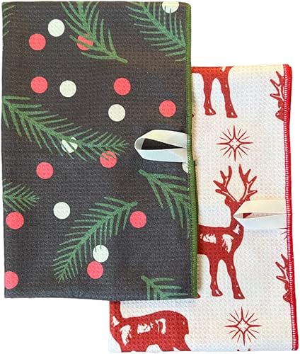 Paquete de 2 toallas de cocina Paños de cocina Paños de cocina Paños de cocina Impresiones de diseñador Altamente absorbentes Gancho para