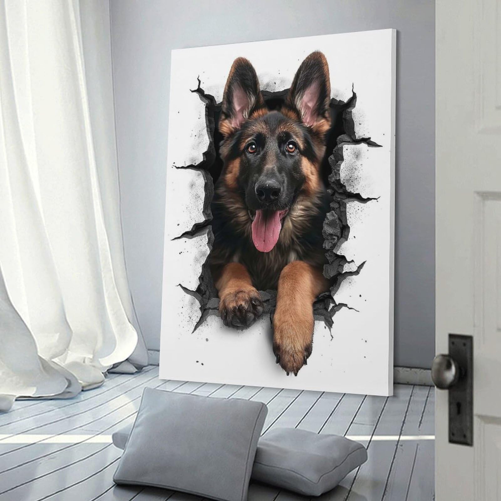 Junmoney Room Decor Wall Art German Shepherd Dog, 24x36inch(60x90cm), for Hallway, Bedroom Or Modern Interiors, Gift Idea for Housewarming And Birthdays
