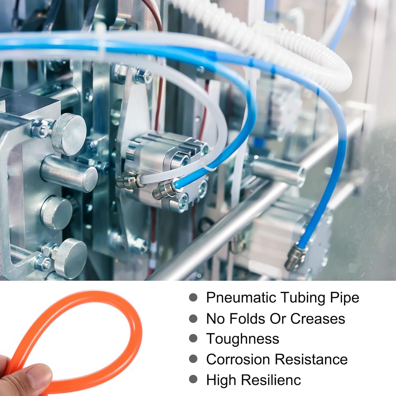 Pneumatic Tubing Pipe,10mm x 6.5mm Orange PU Polyurethane Tube,292FT 89M,PU Air Line Tubing Hose Tubes for Air Compressor,Fluid Transfer,Air Brake