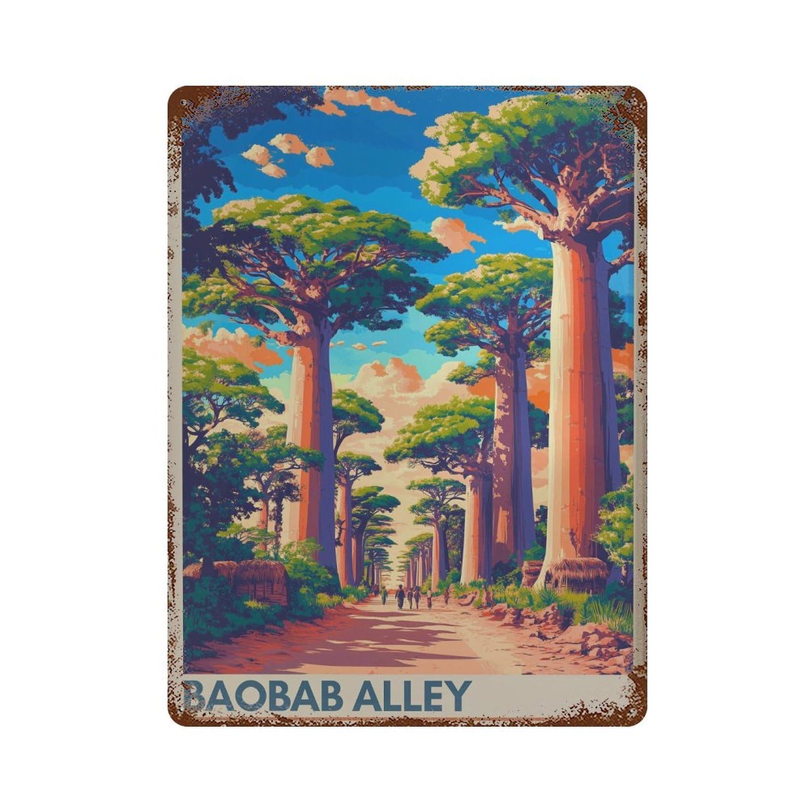 xiaoxiaoshen Baobab Alley Madagascar Travel Africa Wall Decor Art Metal Tin Poster Modern Home Decor Art Home Bar Shop Decorations Vintage Sign 40x30cm