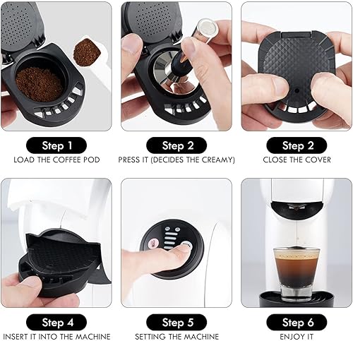 Miniatura 4 de Coffee Capsule, Black Reusable Coffee Capsule Filter Cup Coffee Machine Accessory Compatible for Dolce Gusto