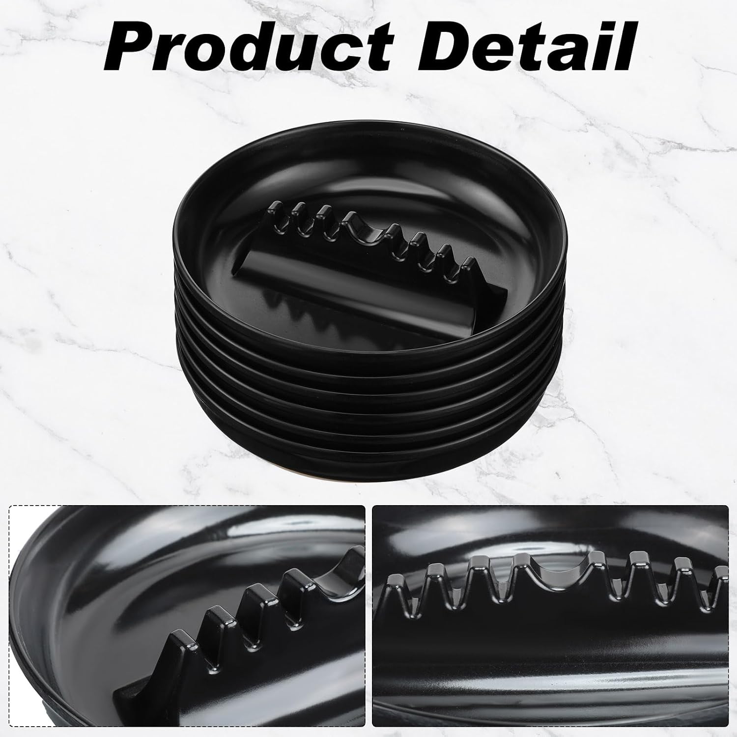 Reginary 24 Pcs Ash Tray For Cigar Round Tabletop Ashtrays 6.69'' Plastic Ashtray Black Vintage Ash Tray for Indoor Outdoor Home Bar Restaurant