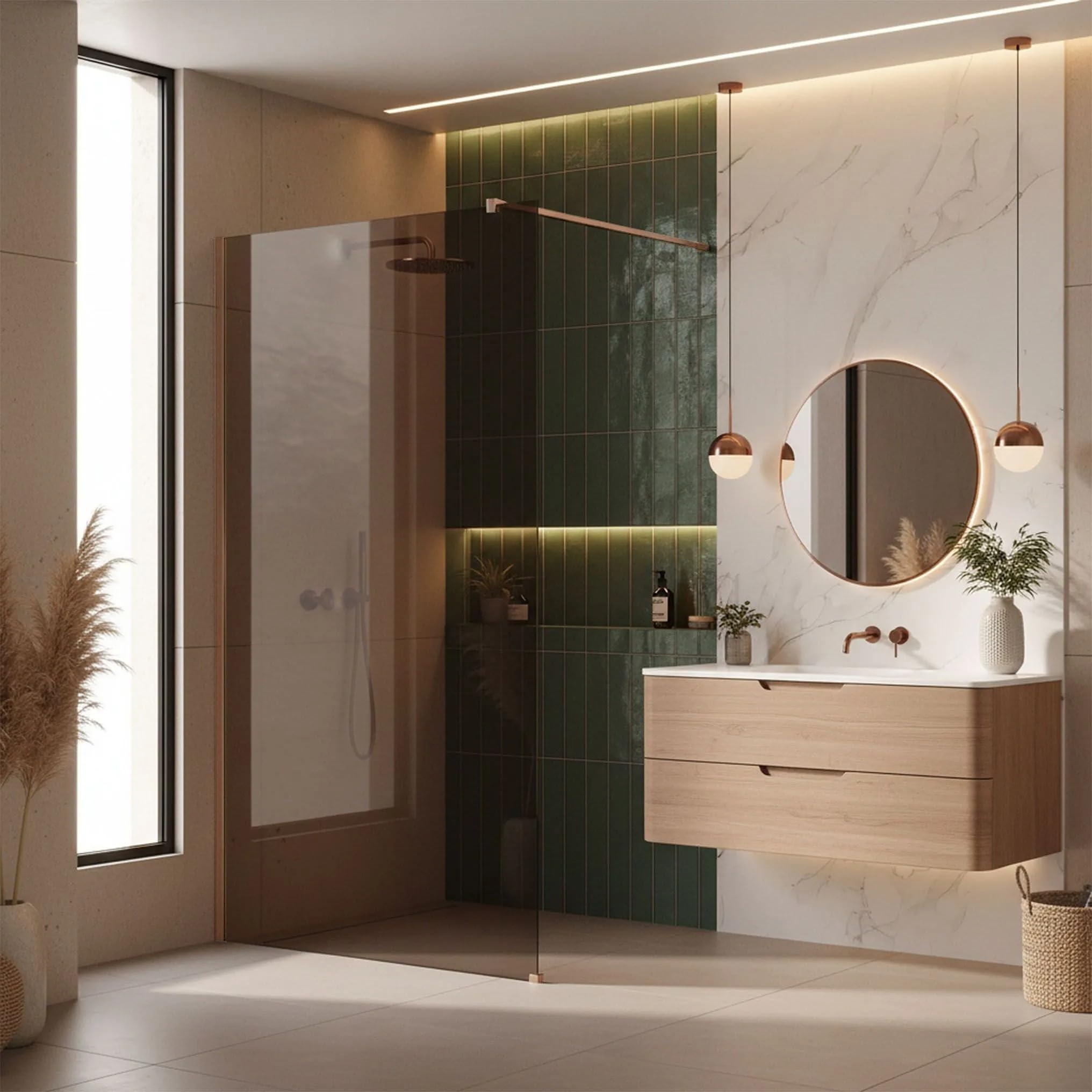 Rea paroi de douche, Flexi Brown 140, Cuivre brossé