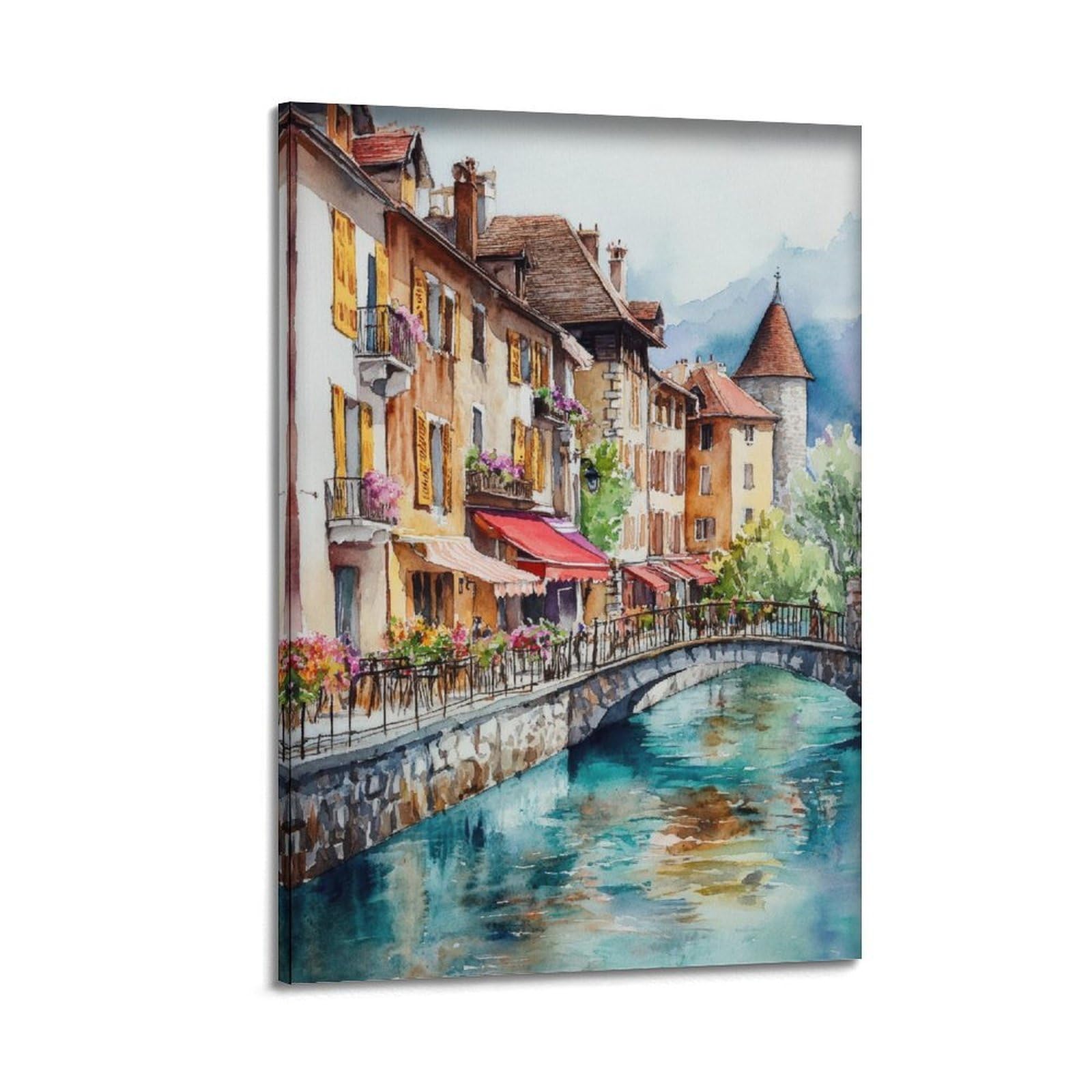 xiaoxiaoshen Annecy French Alps Scenic Lake Gift for France Canvas Poster Wall Art Prints Room Aesthetic Murals Bedroom And Living Decorations 20x30inch(50x75cm)