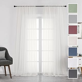 Chyhomenyc Ivory Sheer Curtains 108 Inch Long 2 Panels Set, Light Filtering Long Window Treatment Drapes for Living Room Bedroom Canopy, Each 42Wx108L inches, 9 Feet L, Set of 2, Ivory - Buy now