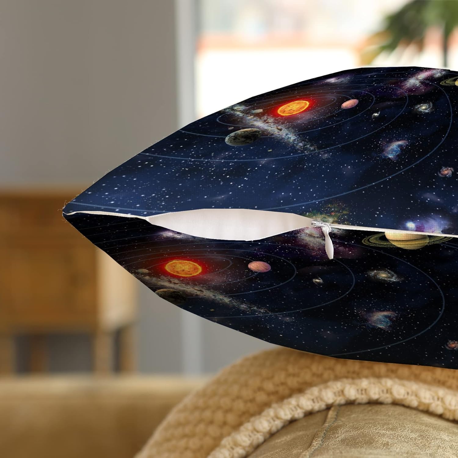 Space Planet Outdoor Throw Pillow Covers 3D Universe Solar System Linen Square Cushion Cover Accent Pillows Case 18X18 Inch Set of 4 for Living Room Sofa Couch Bedroom Home Decor 18*18inch Space Planet