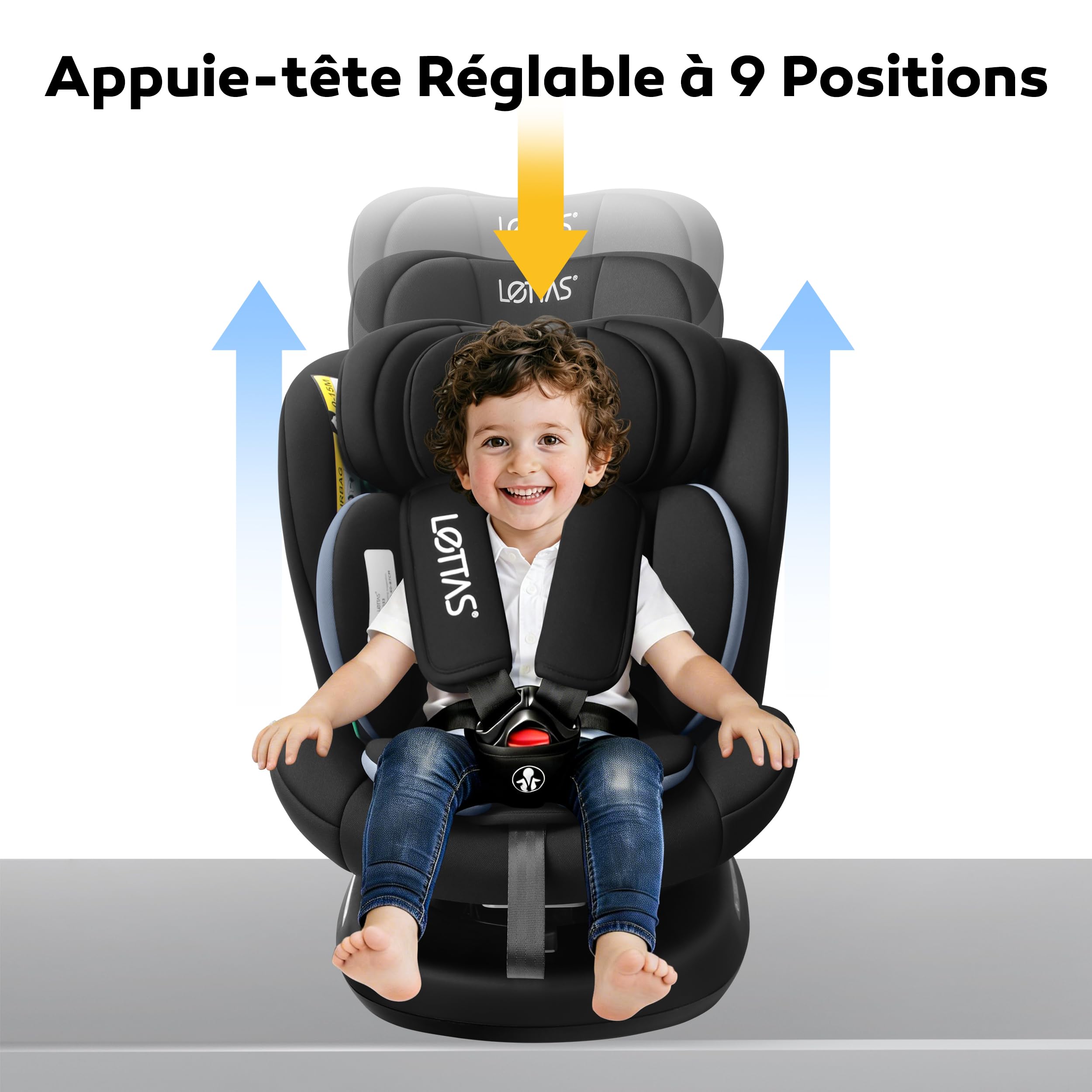 LETTAS Siège Auto Pivotant 360 i-Size 40-150 cm (de la naissance à 12 ans) Avec ISOFIX, 0 à 36kg, Appui-tête Réglable, ECE R129/04