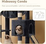 Heybly Heavy Duty Cat Tree, 64.2-Inch Tall Tower for Large Indoor Cats with Widened Structure, Cat Furniture with Big Platforms, Extra-Large Hammock, Sisal Scratching Posts & Board, Smoky Gray HCT027G