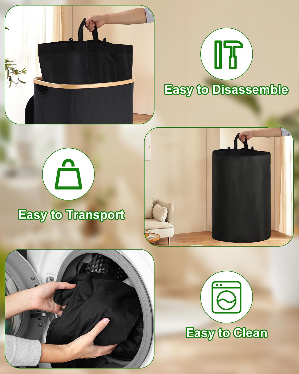 Contenedor KIMIGO Para Botellas De 110 Litros - Con Tapa Y 2 Bolsas Extraíbles, Ideal Para Reciclaje En Casa