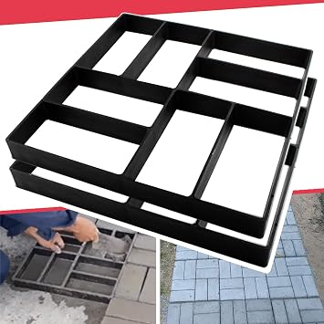 Anothera 2Pack 15.7"x15.7"x1.57" Walk Path Maker Reused Concrete Molds Pathmate Stone Molding Stepping Stone Paver Walk Way DIY Path Paving Garden Yard Patio Mold 8-Grid