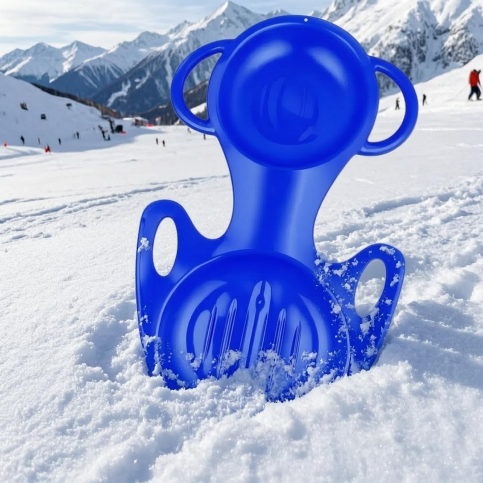 Slitta da Neve Persone Slitta Bob Toboggan di Fondo in HDPE Leggero con Maniglie Laterali E Foro per Corda volata Fluida E Stabile Adatta per Colline Innevate Giardino