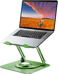 Laptop Stand for Desk, Adjustable Computer Stand with 360° Rotating Base, Ergonomic Laptop Riser for Collaborative Work, Foldable & Portable Laptop Stand, fits for All 10-16" Laptops
