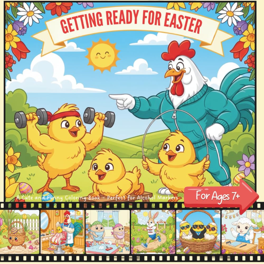 Fun, Cute, and Adorable Coloring Book for Kids 7+, Teens, and Adults – Getting Ready for Easter with Alcohol Marker-Friendly, Stress-Relief, ... for Creative Fun and Mindful Relaxation