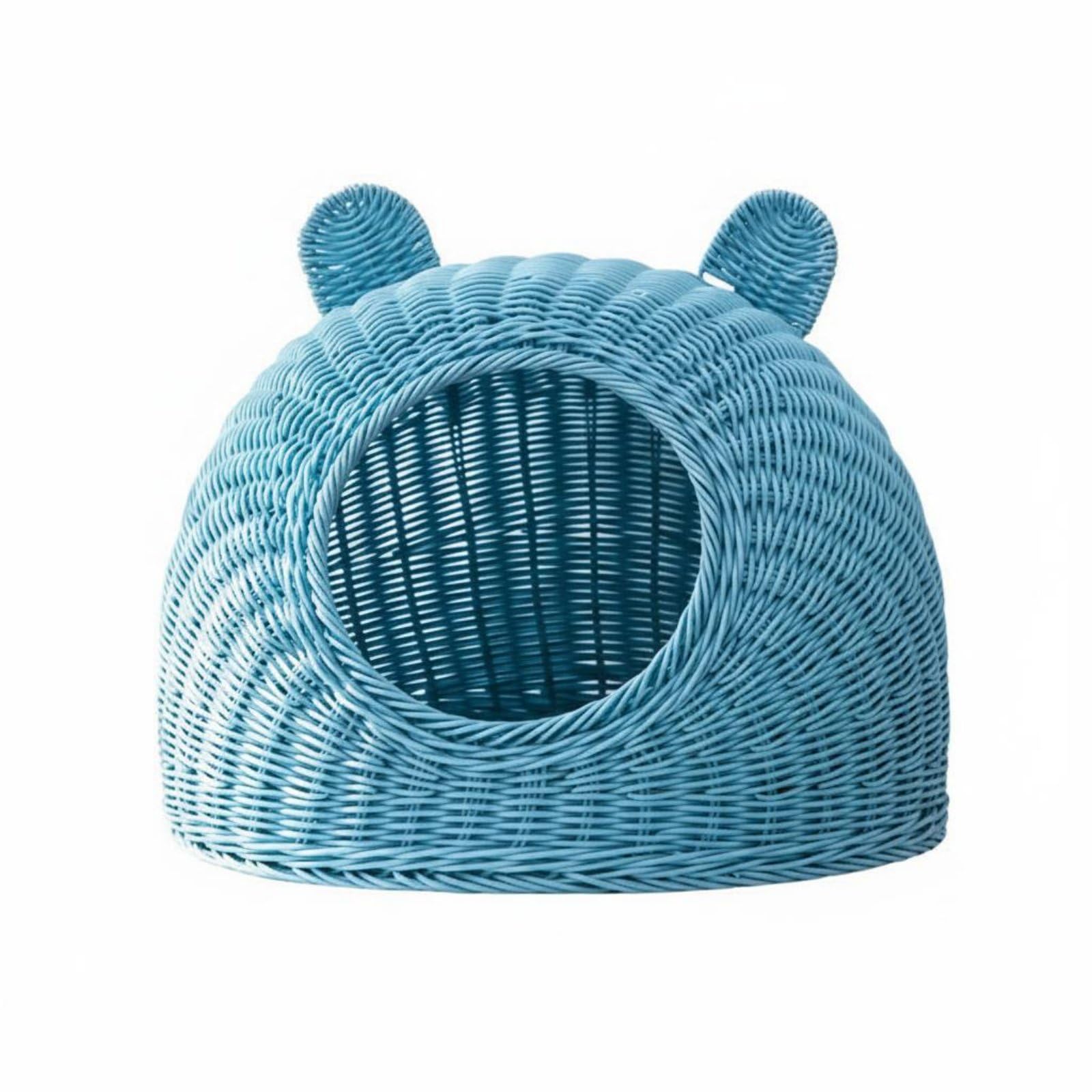 Panier tressé pour chat pour en finir avec les poils grâce à sa surface facile à nettoyer