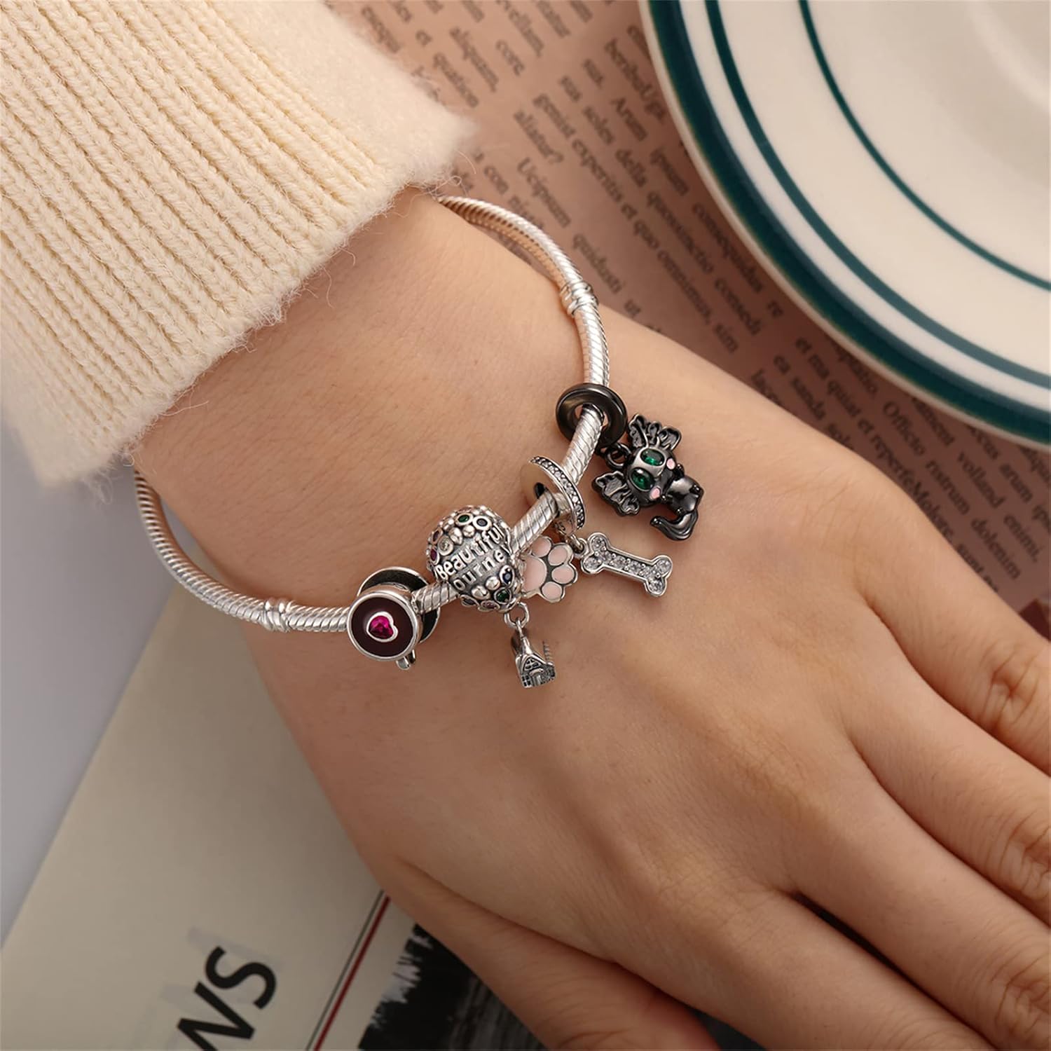XinYouZhi Animal S925 Sterling Silver Bead Charms for Bracelets with Cubic Zirconia for Jewelry Making Birthday Valentines Day Charms for Women - Image 4