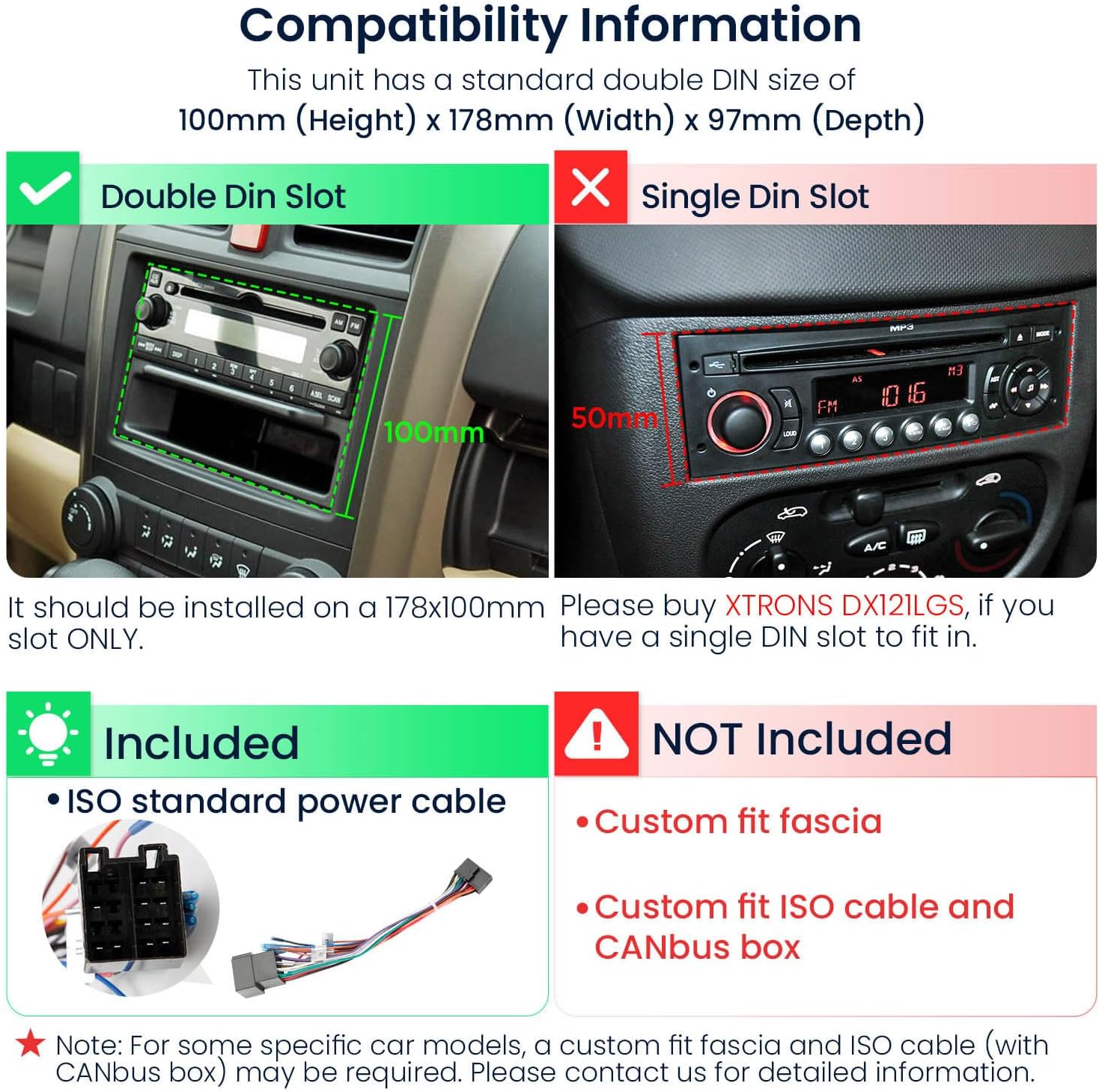 XTRONS Universal Double Din Car Stereo, 7“IPS Touchscreen Head Unit with GPS Navigation, Built-in DSP, Bluetooth, Wireless CarPlay & Android Auto, 2GB RAM + 64GB Storage