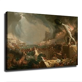 The Fall of the Western Roman Empire Ruin by Thomas Cole Vintage Poster The Course of Empire Destruction Canvas Painting Wall Art for Office Living Room Bedroom Hallway Home Decor (12x18inch,Unframed)
