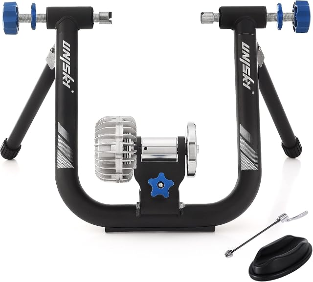 unisky Fluid Bike Trainer Stand Indoor Riding Steel Bicycle Exercise Stationary Stand with Noise Reduction Wheel