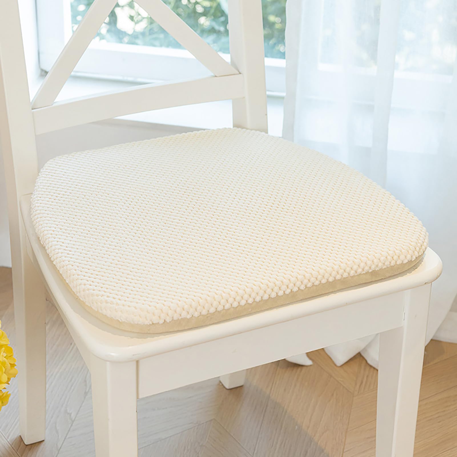 Fslvmin Indoor Chair Seat Cushions For Kitchen/dining Room, U-shaped Chairs Pads with Non-slip Backing & Ties, Thick Solid Color Seat Pads for Long Sitting, Washable Cover(4pcs(17x18inch), Beige) — image 1