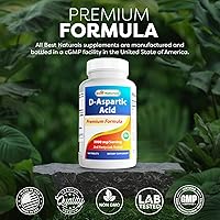 Vista 5 de Best Naturals Ácido aspártico D (DAA) 3000 mg por porción, sin OMG y sin gluten, 180 tabletas