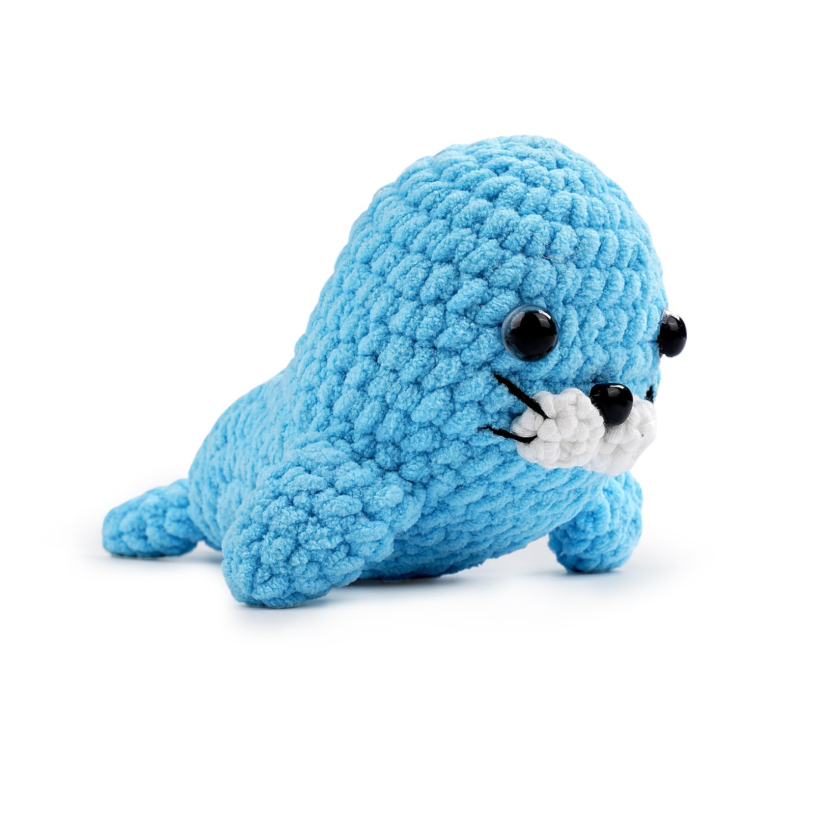 Wadukud Kit completo de ganchillo de león marino para principiantes, juego de iniciación de amigurumis con tutoriales en video, regalo para niños