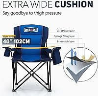 Vista 5 de Overmont Oversized Folding Camping Chair - 450lbs Support with Padded Cushion Cooler Pockets - Heavy Duty Collapsible Chairs for Sports Garden Beach