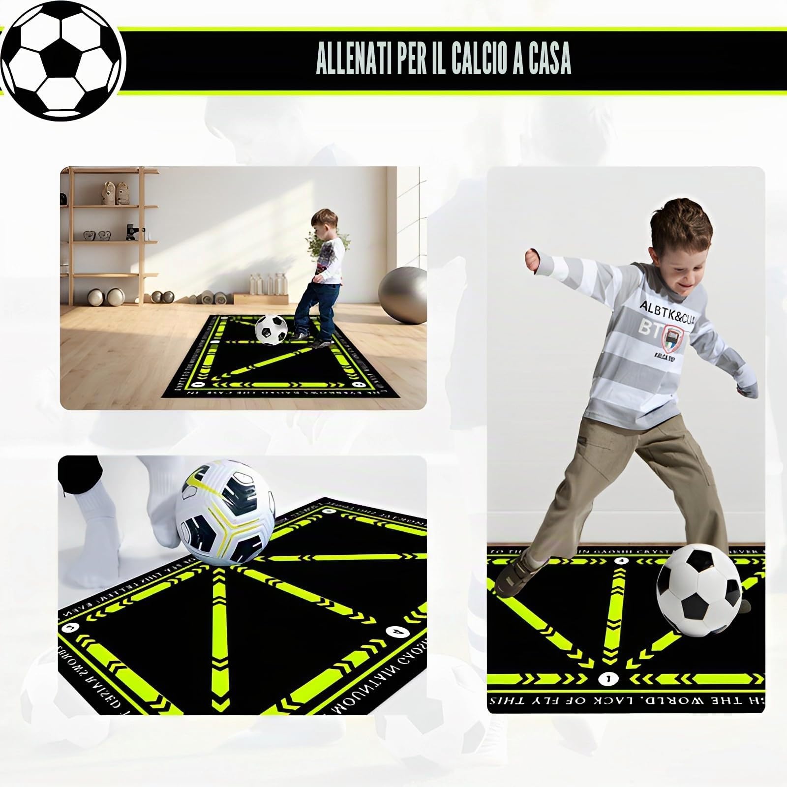 Tappetino Da Allenamento per Calcetto,60 X 90 Cm Tappetino Da Calcio,Blu Antiscivolo per Allenamento,Allenamento Calcio per Bambini/Adulti,Silenzioso,Regali per Gli Appassionati E Bambino Di Calcio