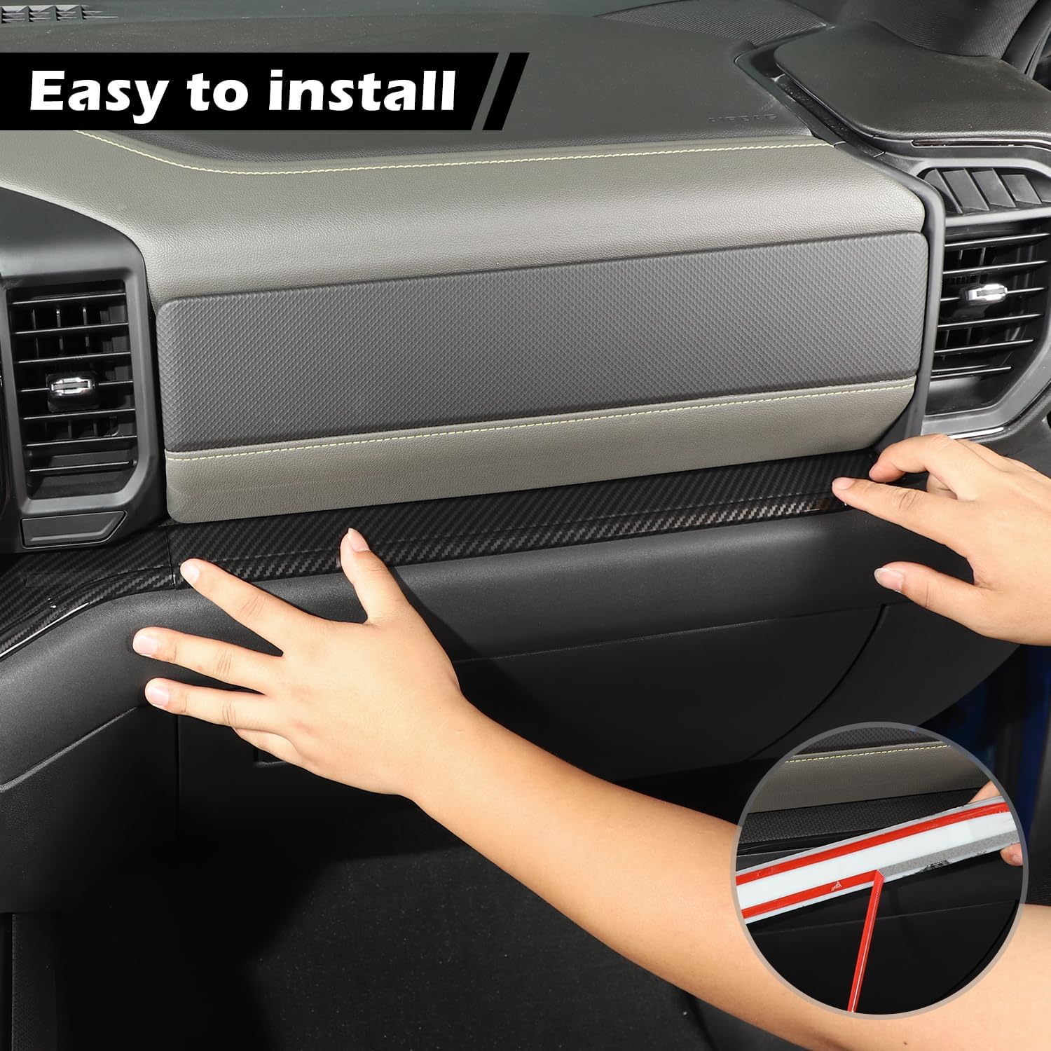 RT-TCZ for Silverado Dashboard Panel Trim Compatible with Chevy Silverado 2022 2023 Carbon Fiber Interior Accessories 2pcs