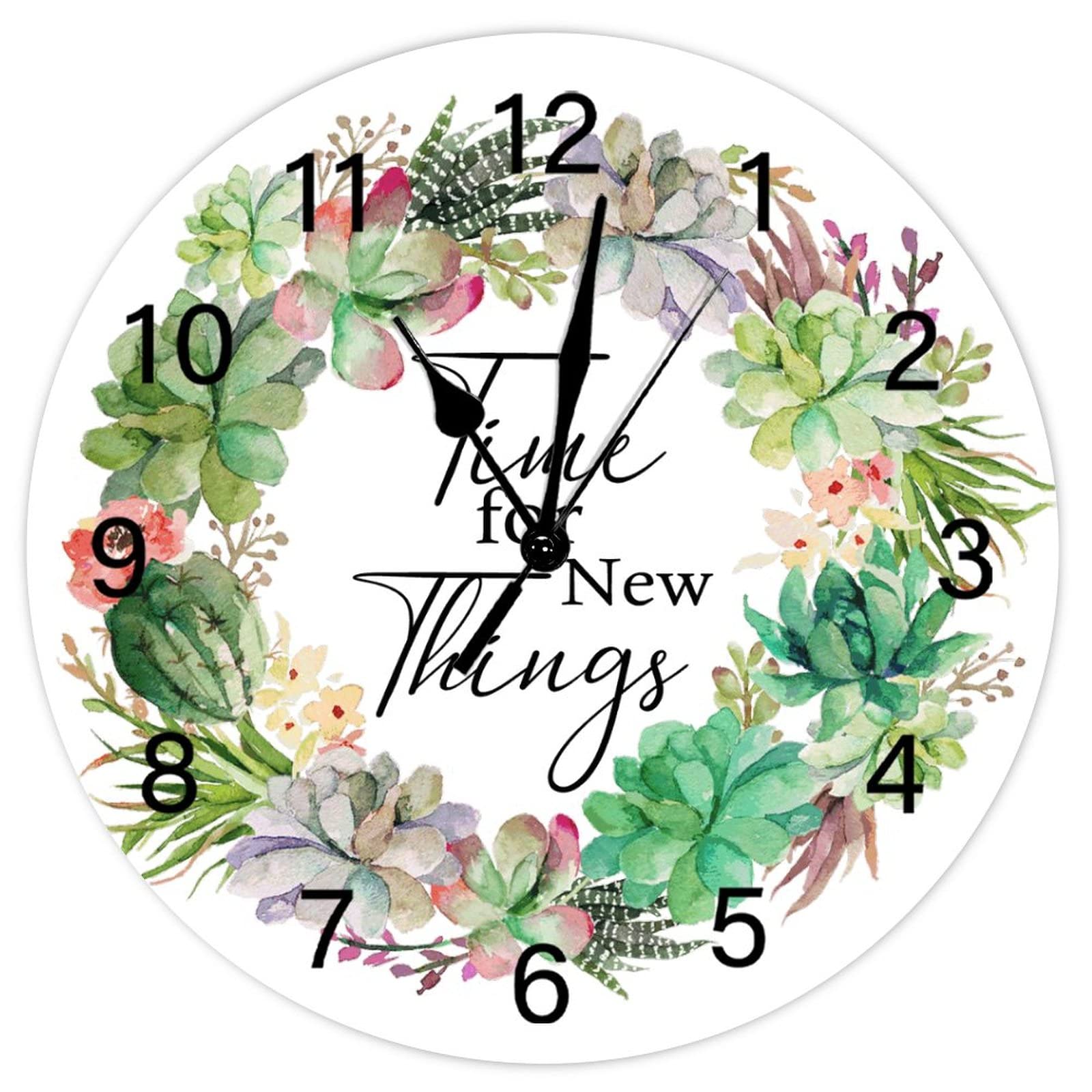 Horloge murale vintage à pile 38cm fleur rustique pour cuisine et chambre