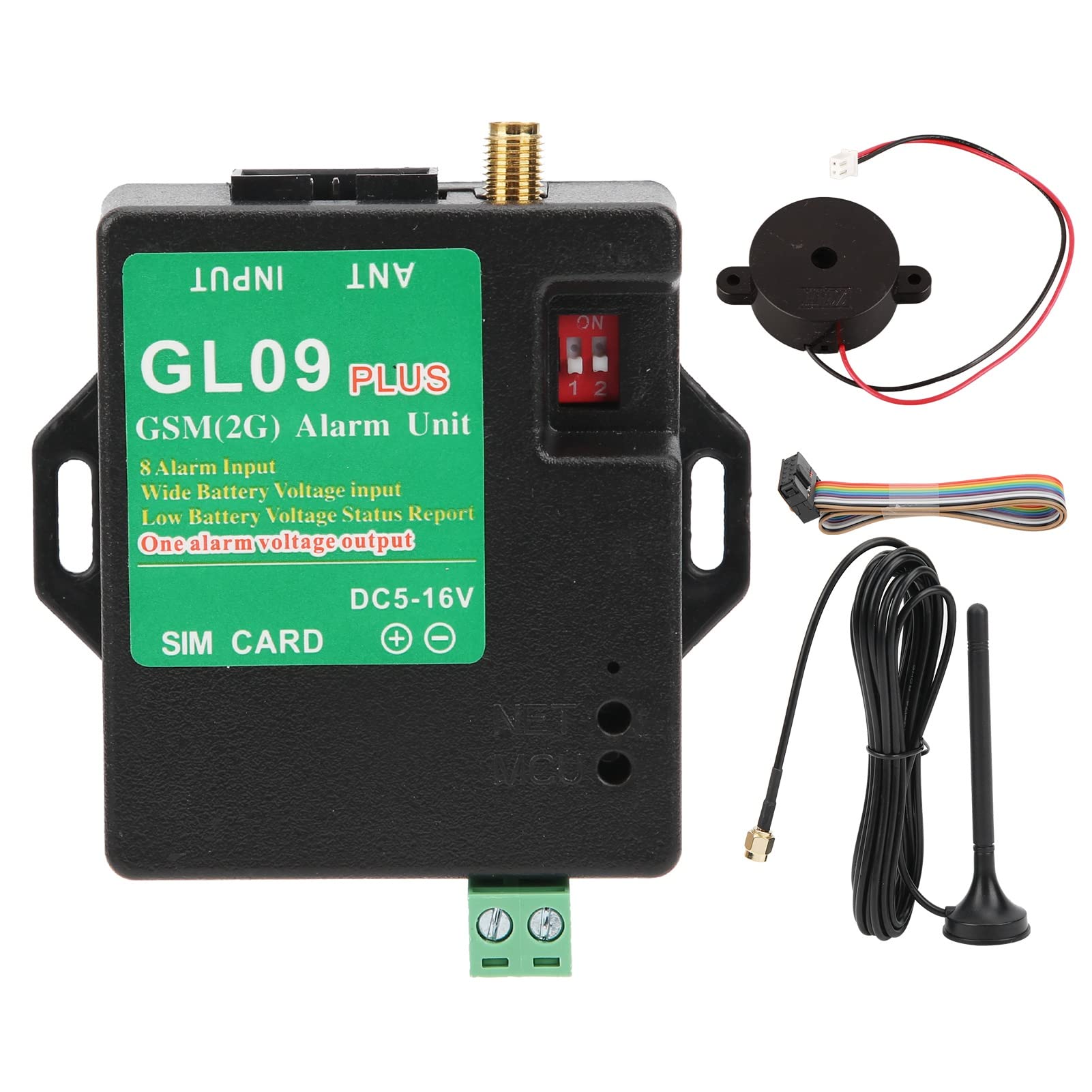 GL09 Plus Alarme GSM 8 Canaux, Alerte Appel SMS avec Câble Connexion, Sécurité Entrepôt Domicile, Système Alarme Antivol sans Fil