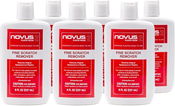 NOVUS Plastic Polish | Fine Scratch Remover #2 | 6 Pack, 8 Ounce Bottles