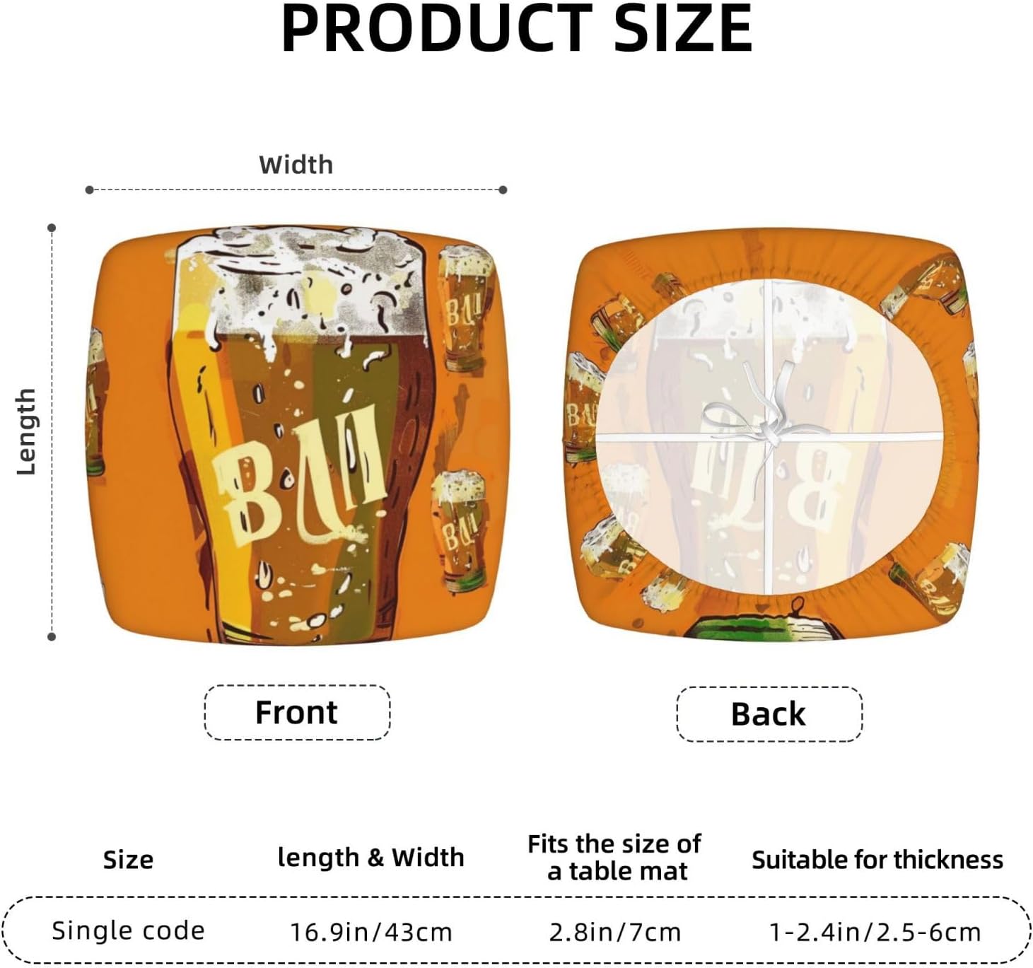 Beer Print Square Cushion Covers 6 Pcs Set Elastic Non-Slip Seat Cushion Slipcovers Pet Furniture Protectors for Chair, Sofa